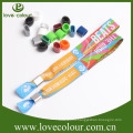 Cheap customized fabric wristband with metal ring/free sample woven wristbands for door ticket